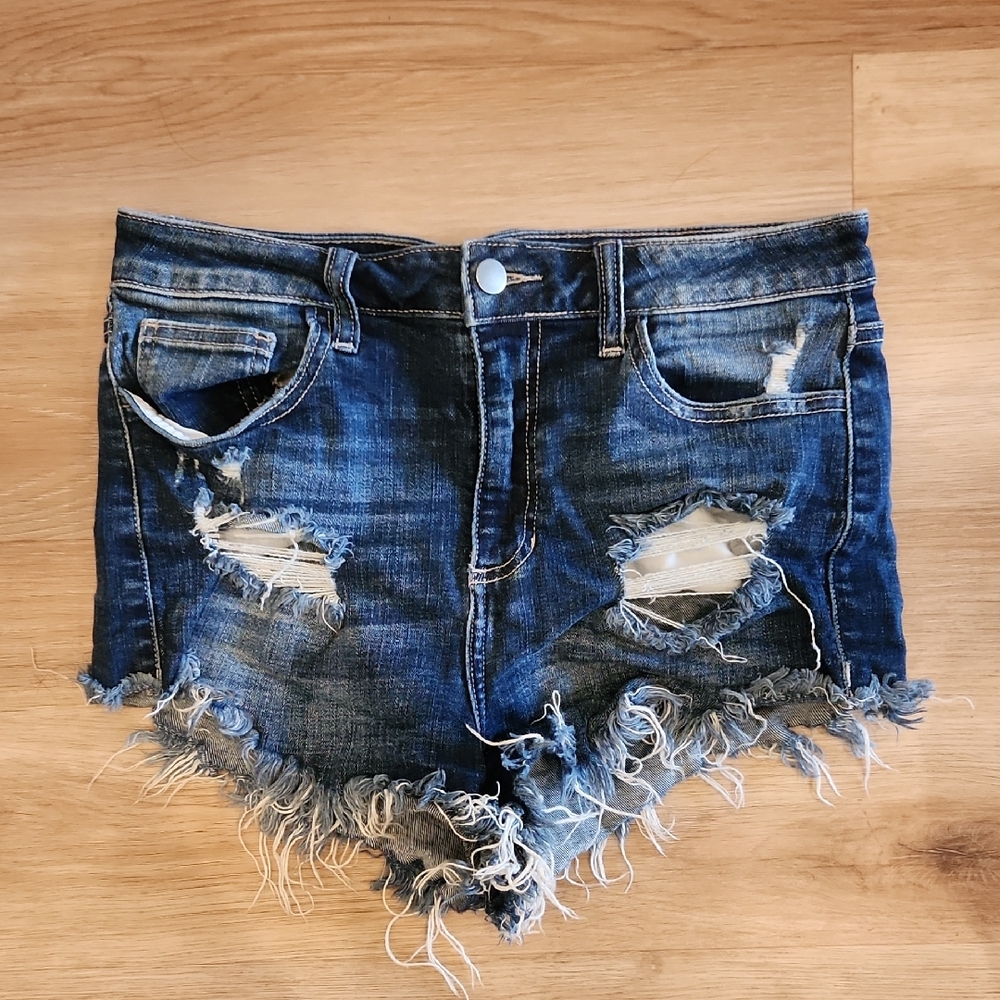 Windsor Blue Distressed Jean Shorts